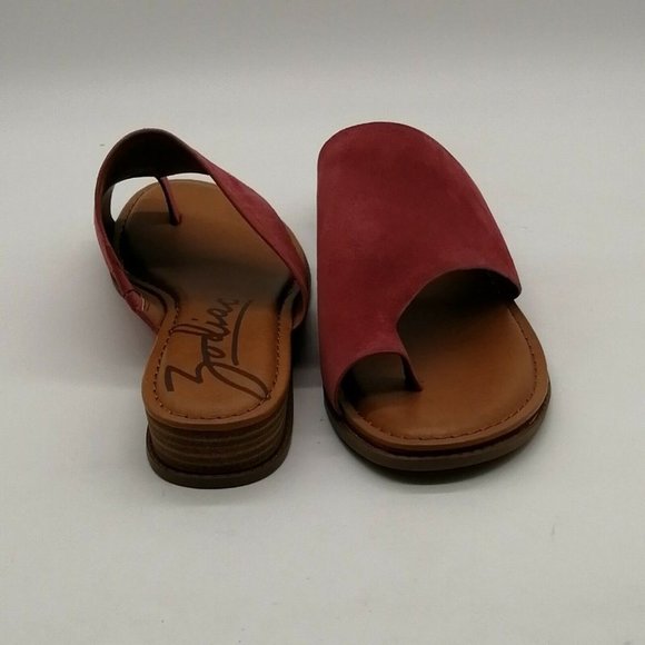 Zodiac Womens Gaida Toe Loop Thong Sandals Raspberry Leather Wedge Heel 9.5M NEW - Picture 3 of 10
